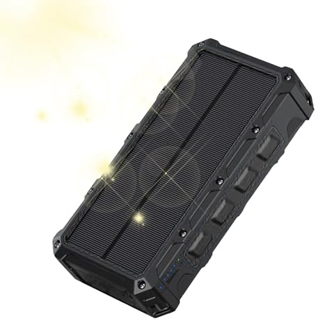 Power Bank wireless solare-caricabatterie a mano da 20000 mAh con cavo incorporato | Pacco batteria di backup di ricarica rapida, caricabatterie di emergenza esterna portatile per campeggio, viaggi, e