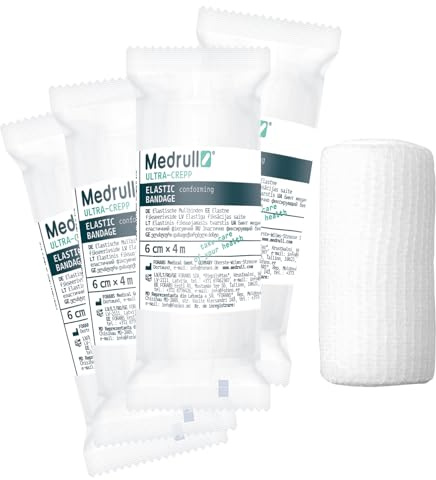 Medrull Set di bende elastiche di garza ultra crep, 6 cm x 4 m, per bendaggi di fissaggio, grandi 20 rotoli