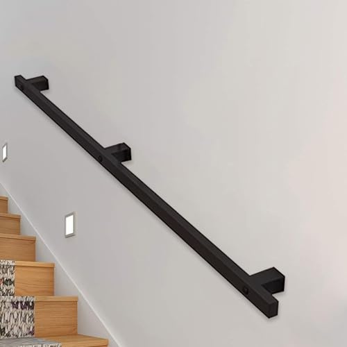 MSHGSKU Pasamanos de Escalera de Hierro Forjado de Color Negro de 1 m, 150 cm, 2 m, 240 cm, 3 m y 6 m para Montaje en Pared, para porches Interiores y Exteriores, terrazas (19 pies/570 cm)