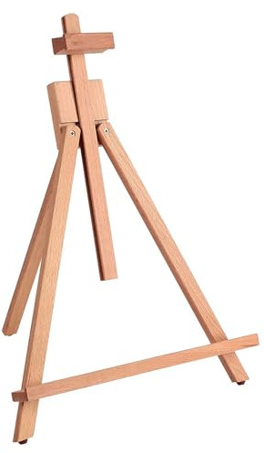 COOZEE Cavalletto da tavolo in legno di faggio, 63 cm, espositore per pittura, per tela fino a 57 cm di altezza, treppiede per artisti con piedini in gomma, supporto portatile per foto e cartelli