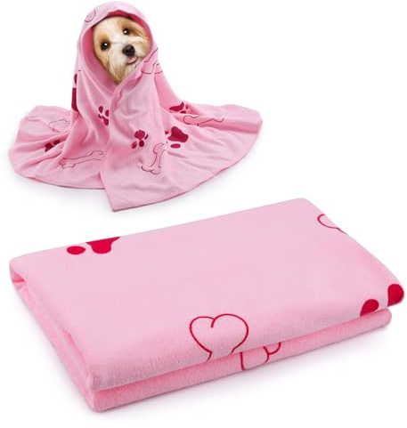 PLUSHCEWT Serviette de bain pour chien, 100 x 60 cm, rose