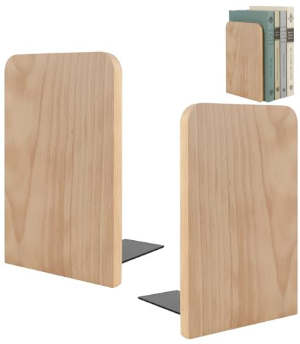 RoxNvm Serre Livre, Cale Livre, Bloc Livre Etagere en Hêtre, Support de Serre-Livres en Hêtre pour Étagères, Support de Rangement Range Livre Antidérapant, Bloque Livre pour Maison Bureau (A)