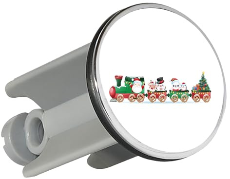 Huuraa Waschbeckenstöpsel Weihnachtszug Weihnachten Geschenk | Universal Stopfen 4cm höhenverstellbar Abflussstopfen Geschenkidee Stöpsel mit Motiv für das Waschbecken