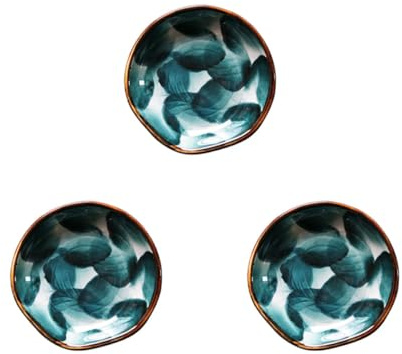 LOLIPPYY 3 piezas Platos Cerámicos para Condimentos con Diseño Pintado Mano Cuencos Prácticos para Salsa y Aperitivos Bandeja Estable para Cocina y Fiestas Reutilizable