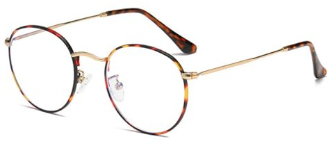 Retro Klassiska Ovala Dam Metallbågar Mode ClearEyewear Herr Runda Bågar Datorglasögon, Leopard, En storlek