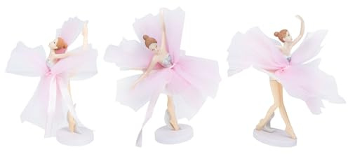 Homoyoyo 3 Stück Ballerina Tortendekoration aus Kunststoff Umweltfreundliche Ballett Mädchen Kuchenfigur für Geburtstagsparty Langlebiger Kuchenaufsatz Kreative Dessert Deko