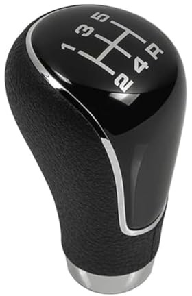 Vilgftyiet Pomo de palanca de cambios de cuero para Mazda 2 (2007-2011), 3 (2006-2012), 6 (2006-2011), 323 (2003-2006), perilla de palanca de cambios manual de 5 velocidades con envoltura de piel