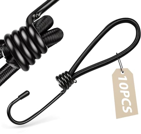 vsshe Bungee-snören med krokar 150 mm, 10 st små bungee-snören med krokar, kraftiga bungee-remmar, korta presenningskrokar, elastiska remmar med krokar för presenning, bagage, camping, cyklar