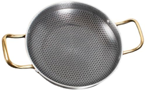 NESTINGHO Padella Antiaderente Nido d Ape in Acciaio Inossidabile Spessa per Crostacei e Frutti di Mare Doppia Maniglia Resistente a Urti per Cucina Quotidiana