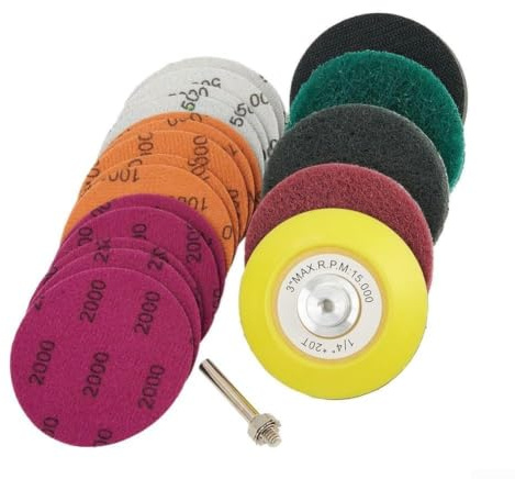 Startbuymore Kit de pulido automotriz de 21 piezas con esponja de pulido de 3 pulgadas, discos de lijado, placa de pegamento y adaptador de taladro para reparación de faros