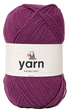 Korbond DK Plum Yarn - Ovillo de lana acrílica de 100 g, ligero, hipoalergénico y duradero, hilo de ganchillo de doble punto (290 m en total)