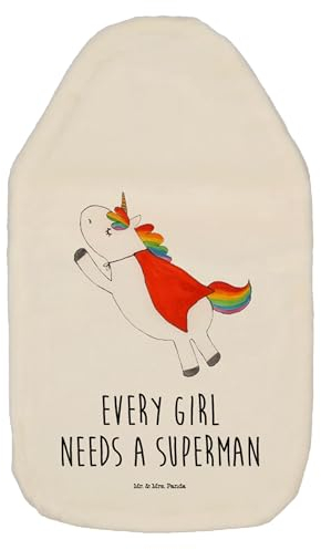 Mr. & Mrs. Panda Wärmflasche Einhorn Super - Geschenk, Bettflasche, Wärmflaschenbezug, Einhorn Deko, Wärmflasche mit Bezug, Unicorn, Einhörner,