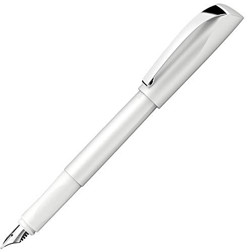 Schneider 168649 Ceod Shiny Füller (Rechts- und Linkshänder, M-Feder, inkl. Tintenpatrone königsblau) pearl white
