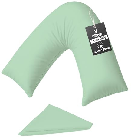 Rohi Duck Egg V Shaped Pillowcase – Soft & Breathable V Pillow Cover – Hypoallergenic Triangle Pillow Case – Envelope Closure – Back Support Orthopaedic Nursing V Pillowcase Covers Only (Duck Egg)