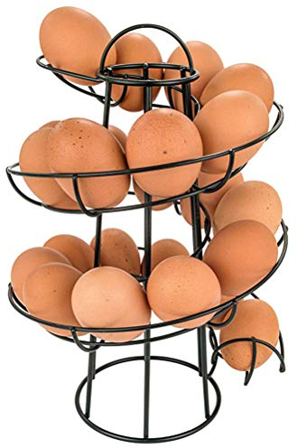 Espiral de almacenamiento de cocina, soporte de soporte de huevo, dispensador de espiral de huevo Estante de alambre Organizador de almacenamiento de huevo de gallina Soporte de exhibición Cesta para