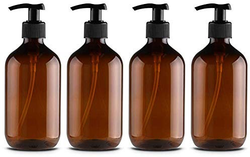 Stecto Leere Shampoo-Flaschen aus PET-Kunststoff, 500 ml, robust, nachfüllbar, Handwäsche, Lotionen, Conditioner, Duschgel, 4 Stück