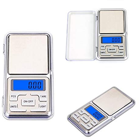 Digitale Mini Waage - Feinwaage Goldwaage Juwelierwaage Briefwaage LCD Display, kalibrierbar, 0,01g Schritte, Batteriebetrieben - Taschenwaage mit Klappdeckel UNITS PCS TARA LIGHT (Silber, bis 100g)
