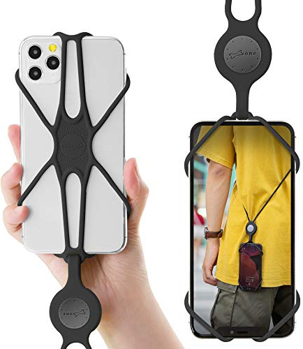 Bone Crossbody Lanyard Phone Tie 2, Universal Anti-Lost Crossbody Cell Phone Lanyard Case for iPhone14 13 12 Pro Max Mini Galaxy S Pixel, Fits Phones from 4-6.7 (Black)