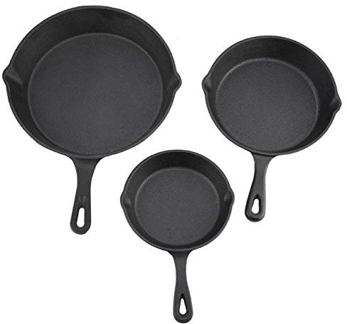 EVTSCAN Juego de sartenes, 3 unids/Set 16 cm 20 cm 25 cm Sartenes de Hierro Fundido Ollas de Cocina Herramientas de Cocina para el hogar, para la Cocina del hogar