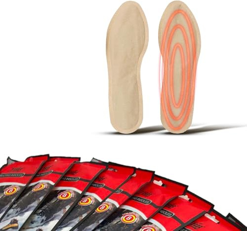 FISHTEC - 10 Paar beheizbare Einlegesohlen – Fußwärmer – Größe 36 – 39 – Wärme für 8 Stunden – sofortige Wärme – Temperatur ca. 45 °C – 100 % natürliche Wärme