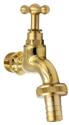 KNM Trade Auslaufventil Wasserhahn Messing Gold 1/2 | Messing, für Gartenbewässerung, rostfrei, goldenes raffiniertes Design, Wasserventilmanagement