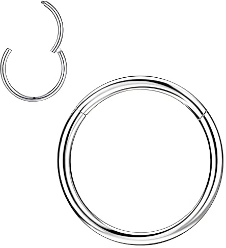 PunkTracker 1Pcs 20G 18G 16G 6/7/8/9/10mm Cartilage Tragus Helix Earring Hoop Stainless Steel Nose Rings Nose Piercings Helix Conch Septum Jewellery - Silver/Gold/Rose Gold