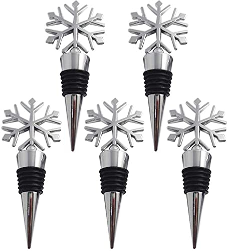 llxyzrzbhd Sektverschluss Hebel Weinverschluss 5 Stück Metall Weihnachten Schneeflocke Flaschenverschluss Weinaufbewahrung Twist Cap Plug Wiederverwendbare Vakuumversiegelt 927
