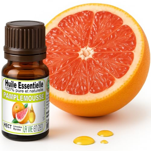 La Vie en Zen- Huile Essentielle Pamplemousse Rose 10 ml - 100% Pure et Naturelle HECT Chémotypée, Huile Aromathérapie Tonique, Purifiante et Fruitée - Marque Française