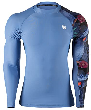 HUGE SPORTS Rashguard Shirt Herren Langarm Rash Guard Sonnenschutz Surf Schwimmshirt Badeshirt Vogel XL