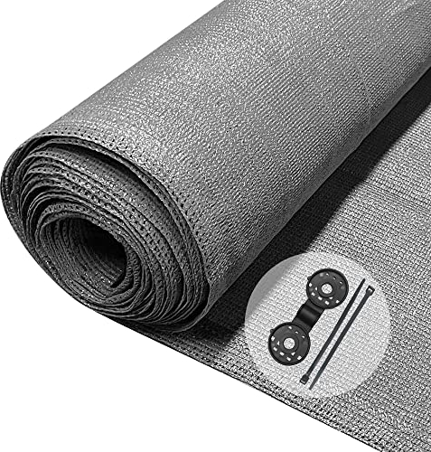 VOUNOT® Malla Sombreo y Ocultación 1.5×10m, Valla Privacidad HDPE Protección UV, Red de Sombra con Clips y Bridas, para Jardín, Huerto, Balcón, Gris