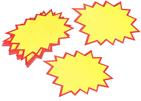 sourcing map 100 Stück Blanko Star Burst Verkaufsschild Preisschild 180x140mm Gelb für Einzelhandelspreise