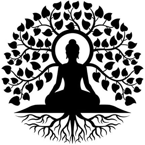 Baum des Lebens Buddha Metall Wandkunst, 11,8 schwarz Buddha Meditation Yoga Indoor Zen Home Decor, Baum des Lebens Wandbehang, für Wohnzimmer Schlafzimmer