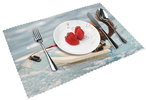 Wasserski-Tischsets, Fuchs, Eichhörnchen, 4er-Set, Heimessen, Geschenke, rutschfeste Tischsets, hitzebeständig, 45 x 30 cm