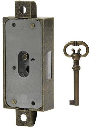 Serrure zamac laitonnée avec clé bronze - Sens : Droite - LEHMANN