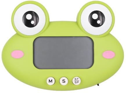 POFET Digitaler Küchentimer, LCD, groß, niedlicher Cartoon-Tier-Countdown-Timer zum Kochen, Backen, Sport, Spiel (grün)