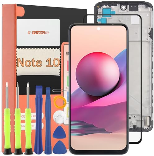 TGHongKy Pantalla para Xiaomi Redmi Note 10 4G Pantalla para Redmi Note 10S Pantalla Táctil LCD Reemplazo Pantalla Táctil Digitalizador Asamblea de Reemplazo con Herramientas - [Negro con Marco]
