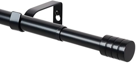WL.Rocaille Schwarze Gardinenstange mit abgestuftem Zylinder, verstellbare Vorhangschiene, 76 bis 200 cm, ausziehbar, Metall, einziehbar, 76 cm bis 200 cm, für Wohnzimmer, Küche, Zimmer, Schlafzimmer