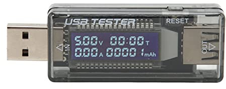 Goshyda USB Charger Meter LCD Display Transparent Portable Current Voltage Charging Tester 3.5-20V 0-3.3A for Cell Phone Tablet Laptop, Fast Charging and Widely Compatible