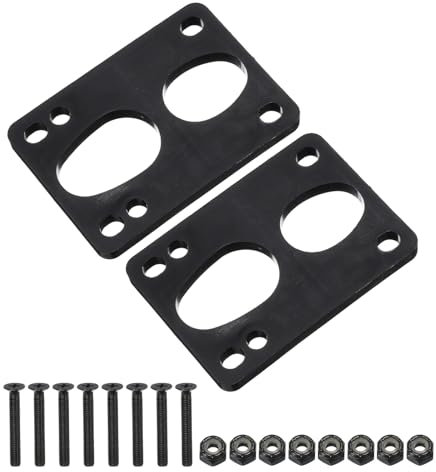 PATIKIL 6mm / 1/4 Skateboard Riser Pads mit Hardware Schrauben-Set, 2 Sets PU geneigte Keilstoßdämpfer-Pads 35mm Montagebolzenmutter für Skateboard Truck Cruiser, Schwarz
