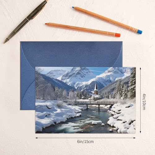 Grußkarte mit Umschlägen Blanko Grußkarten für alle Anlässe Winterlandschaft in den Bayerischen Alpen Blanko Notizkarte Jubiläumskarten Blanko Innenseite Hochzeitskarten für Brautduschen Hochzeiten