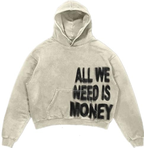 Silver Basic Love Is all We Need Felpa Donna con Cappuccio Y2K Giacca con Stampa Lettere Sweatshirt Harajuku Punk Streetwear