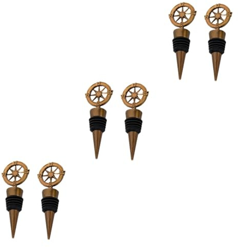 TOPBATHY 6pcs Compass Wine Stopper Creative Bottle Stopper Wine Bottle Sealer for Bar Party Restaurant Use
