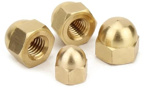 M3 M4 M5 M6 M8 M10 M12 M14 M16 DIN1587 Messing-Eichelkappen-Hutmuttern Messingkappentyp Kupfermutternabdeckung Halbkreis-Hutmuttern(M3 20pcs)
