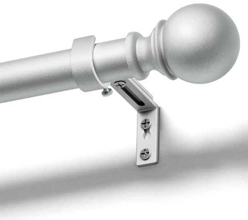 DEFYNEE Gardinenstange Silber 80-120 cm, Vorhangstange Ausziehbar Ø 25 mm, Metall, inkl. Halterungen, für Wohnzimmer, Schlafzimmer, Innen- und Außenbereich