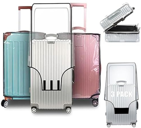 GBACHOOSE 3 Stück Kofferschutzhülle 24 Zoll Transparent Kofferhülle, Schutzhülle Koffer Wasserdicht Kofferschutzhülle PVC, Kofferüberzug Schutzhülle, Kofferhülle Kofferschutzhülle für 24 Zoll Koffer