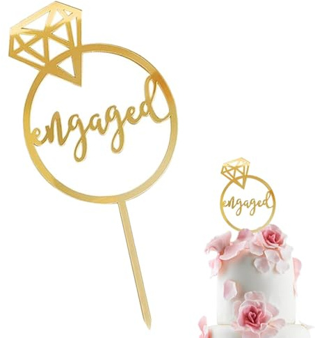Golden Sparkling Diamond Ring Topper with Circular Design for Wedding Decoration