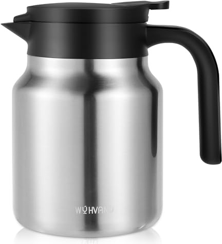 WYHVAND Thermoskanne 1 L aus Edelstahl, Kaffeekanne, Silber