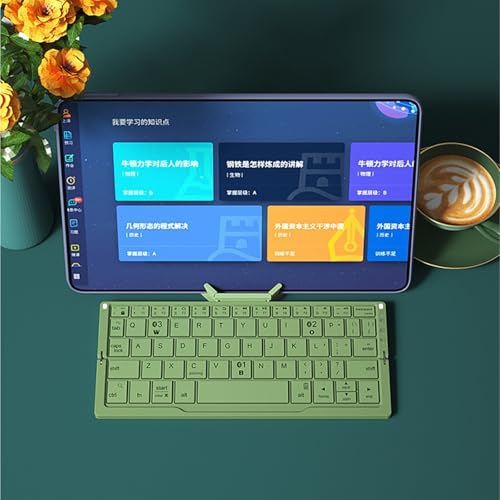 Bluetooth Folding Keyboard -PYRIOLHI- Connected Tablet Laptop - Office Portable Mobile Phone Wireless keypad(Green)
