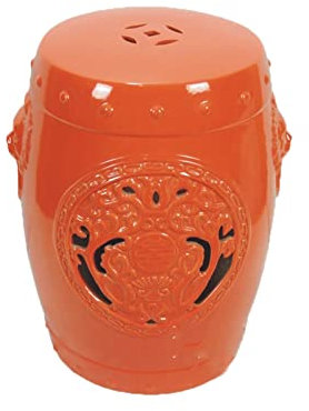Tabouret à tambour en céramique, tabouret de coiffeuse, pilier rond chinois, chaise en céramique, tabouret de pavillon de jardin, décoration de la maison. (Couleur : Orange) (Orange Taille uniqu