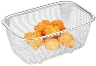 Frying Net Basket Skimmer 1 panier rectangulaire en maille d'acier inoxydable, passoire à huile à mailles fines, passoire à légumes et fruits, outils de cuisine Colander Strainer(Petit)